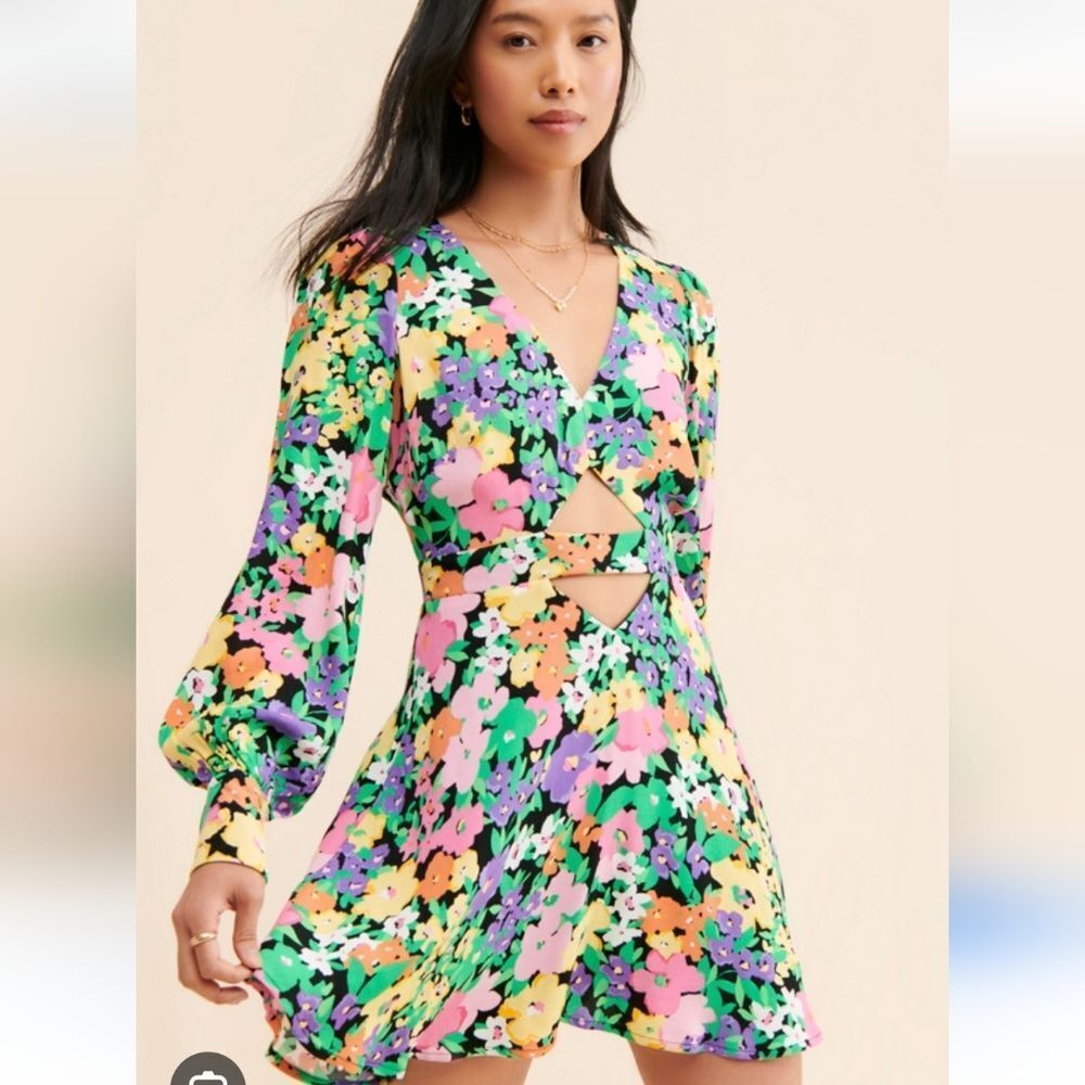 AFRM Merino Dress In Neon Garden Multi Color Size XS